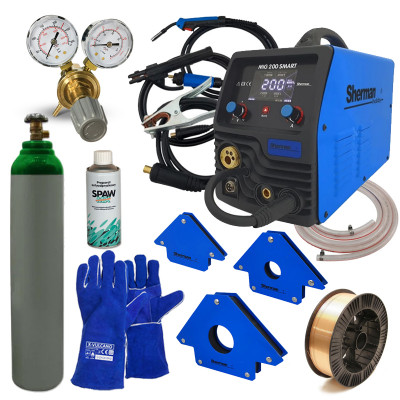 Стартов Комбо продукт за заварчици с Инверторен заваръчен апарат Sherman MIG 200 SMART