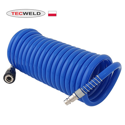 Спирален маркуч PU 8x12 mm с бърза връзка R26 5 / 10 / 15 m