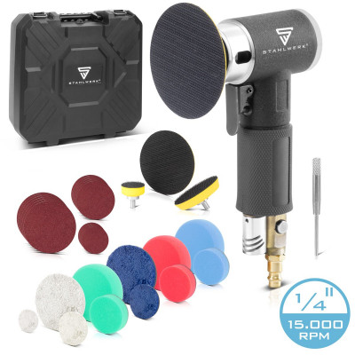 STAHLWERK Комплект орбитален шлифовъчен инструмент със сгъстен въздух OSK-150 ST