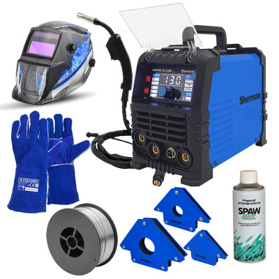 Стартов Комбо продукт за заварчици със Синергичен инверторен заваръчен апарат Sherman DIGIMIG 141 CORE за безгазово заваряване
