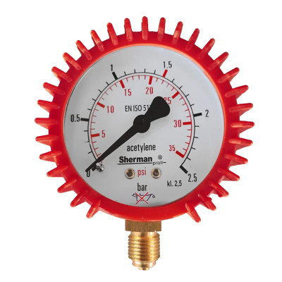 Манометър за редуцир вентил за ацетилен Turbo,  Ø 63 mm, 2.5 bar, M12x1.5 RH