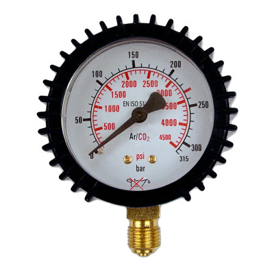 Манометър за редуцир вентил Ar/CO₂ (MIX) Turbo,  Ø 63 mm, 315 bar, 1/4″RH
