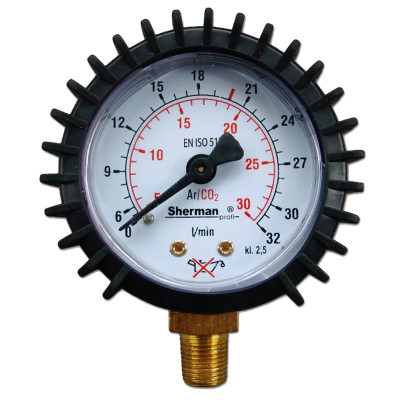 Манометър за редуцир вентил Ar/CO₂ (MIX),  Ø 50 mm, 0-32 l/min