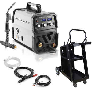 Комбо продукт за заварчици със STAHLWERK Заваръчен апарат MIG/MAG 200 ST и количка