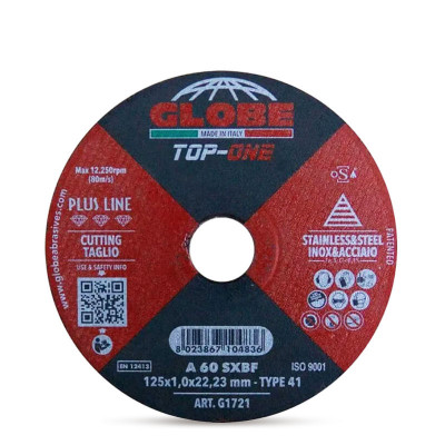 GLOBE Диск за рязане на метал и неръждаема стомана Top One - Plus Line, 125x1.0 mm