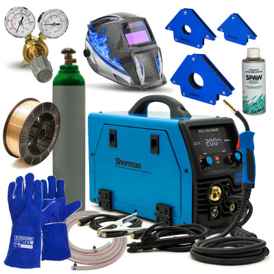Стартов Комбо продукт за заварчици с Инверторен заваръчен апарат Sherman MIG 200 SMART - Вариант 1