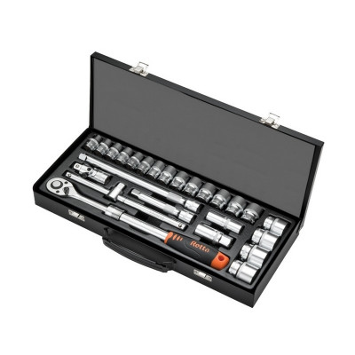 Комплект вложки 1/2" шестостен 10-32, 25 части с разтяг. тресчотка Retta