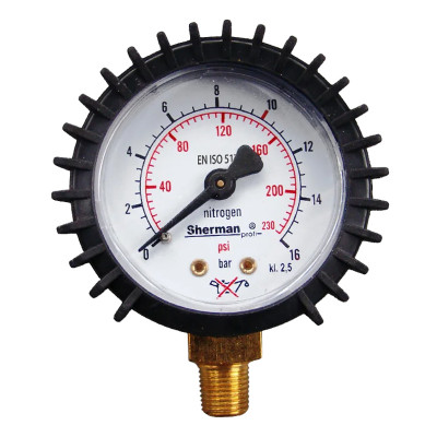 Манометър за редуцир вентил за азот,  Ø 50 mm, 16 bar