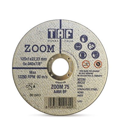TAF Диск за рязане на стомана и неръждаема стомана ZOOM, 125 х 1.0 mm