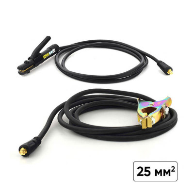Комбо Заваръчни кабели с ръкохватка A-TYPE / EH02 | 300A и щипка маса GC04 type А / 300А - 25 мм²