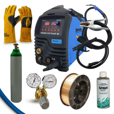 Стартов Комбо продукт за заварчици със Синергичен инверторен заваръчен апарат Sherman DIGIMIG 209 ProHIT 4R