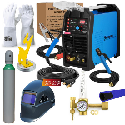 Стартов Комбо продукт за заварчици с Инверторен заваръчен апарат SHERMAN DIGITIG 212 COLD