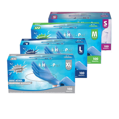 Плътни еднократни ръкавици от нитрил без пудра Haspet , сини