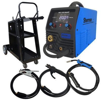 Комбо продукт за заварчици с Инверторен заваръчен апарат Sherman MIG 200 SMART и количка