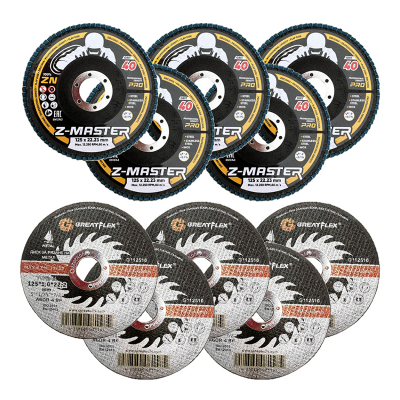 Комбо 5 бр. дискове за рязане на метал и 5 бр. ламелни дискове за шлайфане