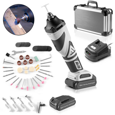 STAHLWERK Безчетков акумулаторен шлайф AGS-20 ST с комплект аксесоари 80 части