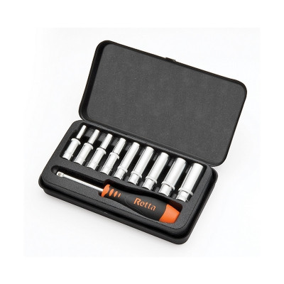 Комплект вложки 1/4" с отвертка удължени, шестостен, 10 части Retta