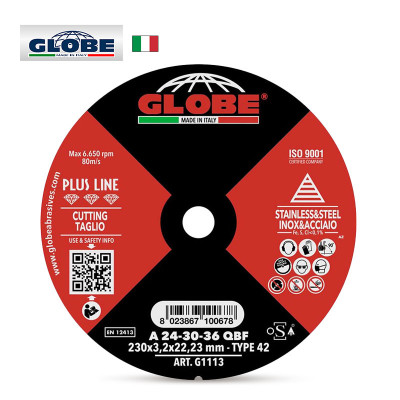 GLOBE Диск за рязане на стомана, 230 x 3.2 x 22.23 mm