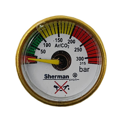 Манометър за RBN МИНИ редуцир вентил за Ar/CO₂ , Ø 23 mm, 315 bar