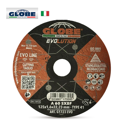 GLOBE Диск за рязане на метал и неръждаема стомана EVOLUTION, 125x1.6 mm