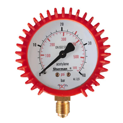 Манометър за редуцир вентил за ацетилен Turbo,  Ø 63 mm, 40 bar, 1/4"